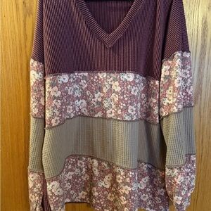 HEIMISH USA Burgundy Ribbed Knit Top